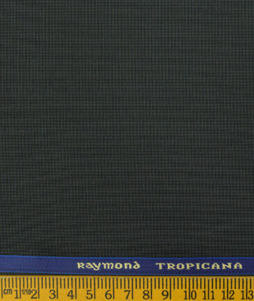 Raymond Men's Polyester Viscose Houndstooth 3.75 Meter Unstitched Suiting Fabric (Dark Sea Green)