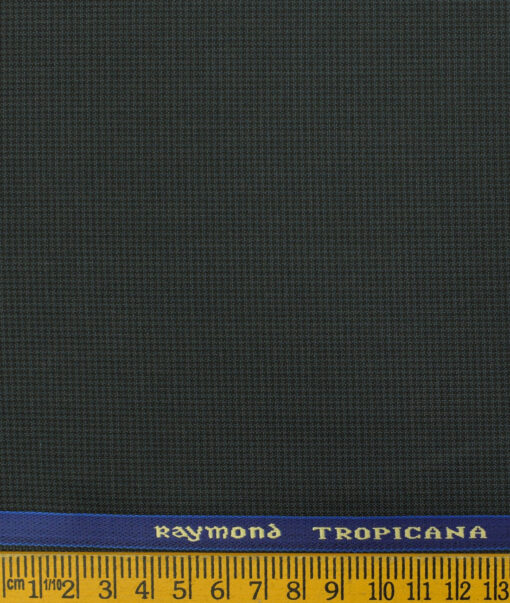 Raymond Men's Polyester Viscose Houndstooth 3.75 Meter Unstitched Suiting Fabric (Dark Sea Green)