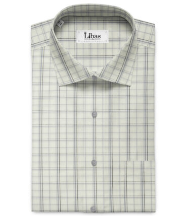 Arvind Men's Pure Cotton Checks 2.25 Meter Unstitched Shirting Fabric (White & Grey)