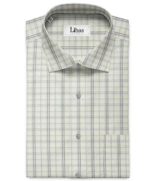 Arvind Men's Pure Cotton Checks 2.25 Meter Unstitched Shirting Fabric (White & Grey)