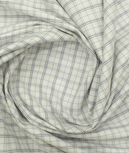 Arvind Men's Pure Cotton Checks 2.25 Meter Unstitched Shirting Fabric (White & Grey)