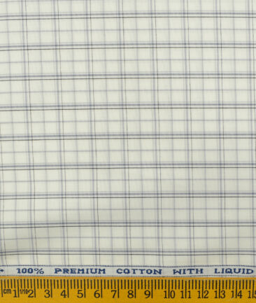 Arvind Men's Pure Cotton Checks 2.25 Meter Unstitched Shirting Fabric (White & Grey)