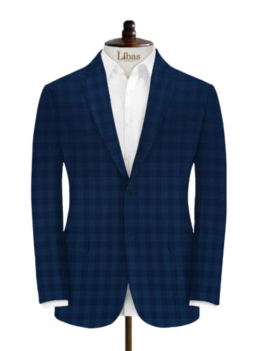 Absoluto Men's Terry Rayon Checks 3.75 Meter Unstitched Suiting Fabric (Royal Blue)