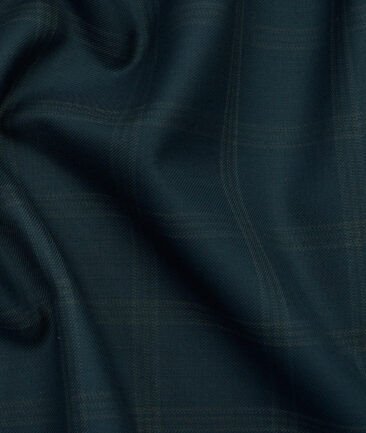 Absoluto Men's Terry Rayon Checks 3.75 Meter Unstitched Suiting Fabric (Sea Green)