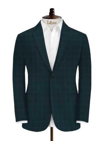 Absoluto Men's Terry Rayon Checks 3.75 Meter Unstitched Suiting Fabric (Sea Green)