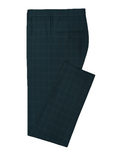 Absoluto Men's Terry Rayon Checks 3.75 Meter Unstitched Suiting Fabric (Sea Green)