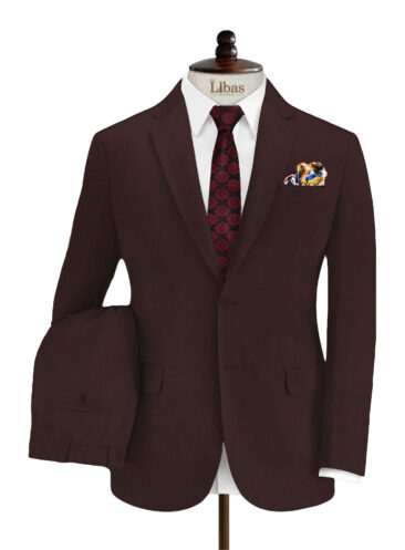 Absoluto Men's Terry Rayon Structured 3.75 Meter Unstitched Suiting Fabric (Wine)