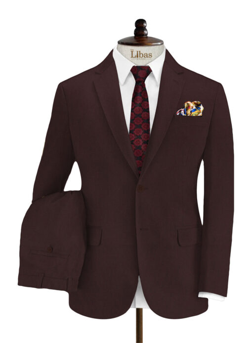 Absoluto Men's Terry Rayon Structured 3.75 Meter Unstitched Suiting Fabric (Wine)