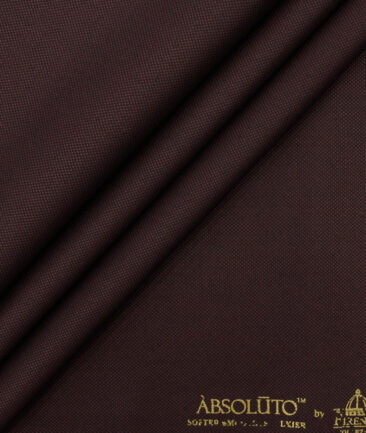 Absoluto Men's Terry Rayon Structured 3.75 Meter Unstitched Suiting Fabric (Wine)