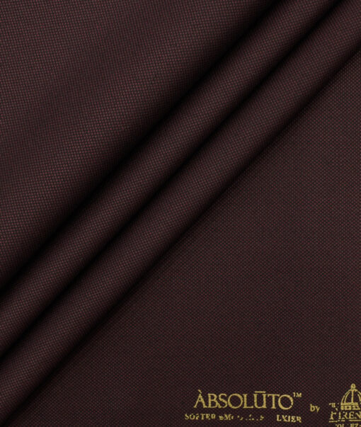 Absoluto Men's Terry Rayon Structured 3.75 Meter Unstitched Suiting Fabric (Wine)