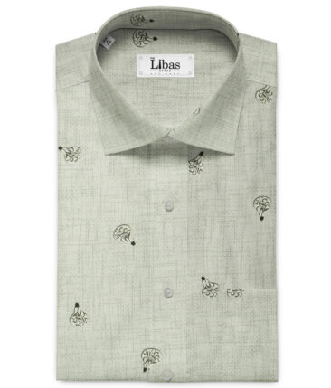 Almonti Men's Giza Cotton Printed 2.25 Meter Unstitched Shirting Fabric (Light Grey)