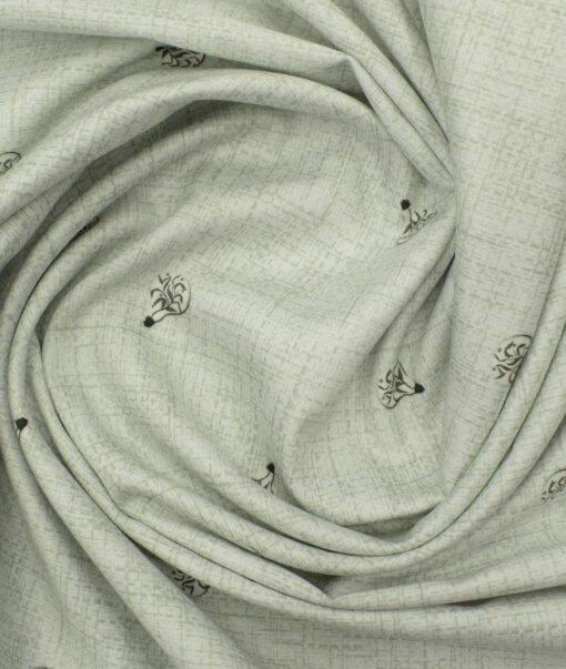 Almonti Men's Giza Cotton Printed 2.25 Meter Unstitched Shirting Fabric (Light Grey)