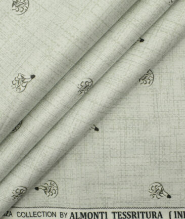 Almonti Men's Giza Cotton Printed 2.25 Meter Unstitched Shirting Fabric (Light Grey)