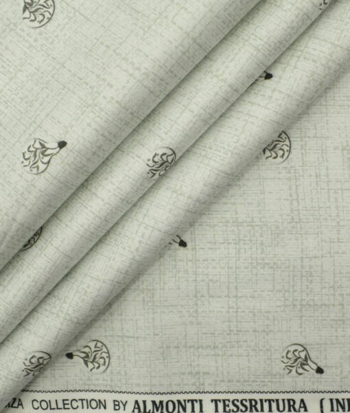 Almonti Men's Giza Cotton Printed 2.25 Meter Unstitched Shirting Fabric (Light Grey)