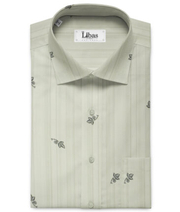 Almonti Men's Giza Cotton Printed 2.25 Meter Unstitched Shirting Fabric (White)