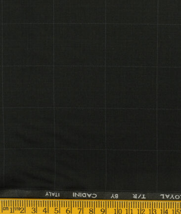 Cadini Men's Terry Rayon Checks 3.75 Meter Unstitched Suiting Fabric (Black)