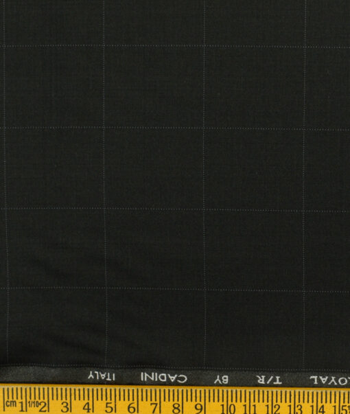 Cadini Men's Terry Rayon Checks 3.75 Meter Unstitched Suiting Fabric (Black)