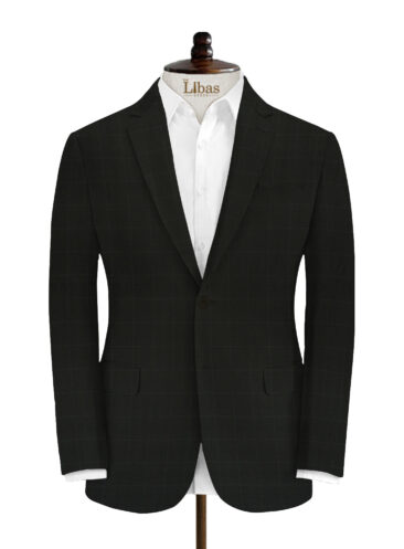 Cadini Men's Terry Rayon Checks 3.75 Meter Unstitched Suiting Fabric (Black)