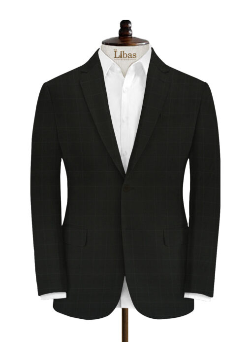 Cadini Men's Terry Rayon Checks 3.75 Meter Unstitched Suiting Fabric (Black)