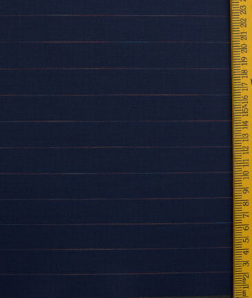 Cadini Men's Terry Rayon Striped 3.75 Meter Unstitched Suiting Fabric (Dark Royal Blue)