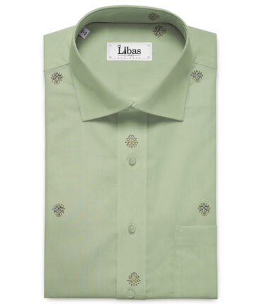 Donzito Men's Cotton Printed 2.25 Meter Unstitched Shirting Fabric (Olive Green)