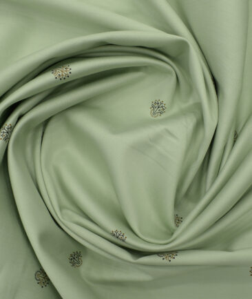 Donzito Men's Cotton Printed 2.25 Meter Unstitched Shirting Fabric (Olive Green)