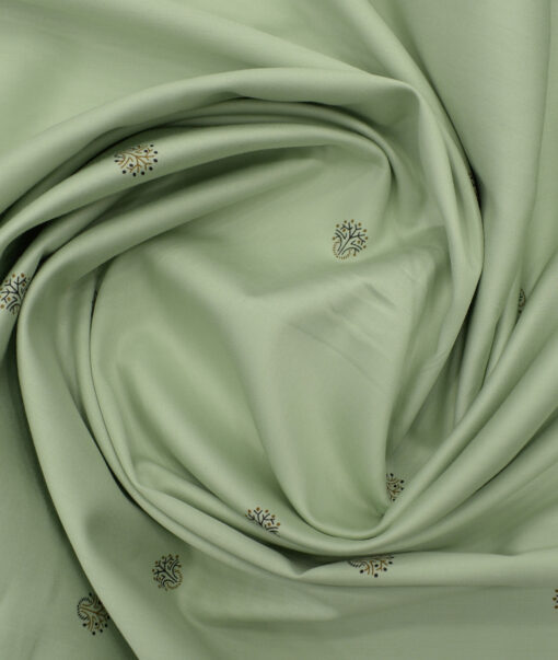 Donzito Men's Cotton Printed 2.25 Meter Unstitched Shirting Fabric (Olive Green)
