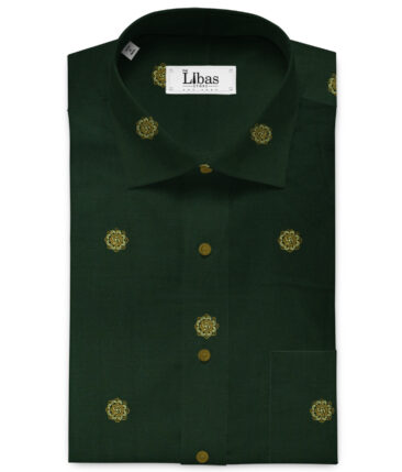 Donzito Men's Cotton Printed 2.25 Meter Unstitched Shirting Fabric (Dark Pine Green)