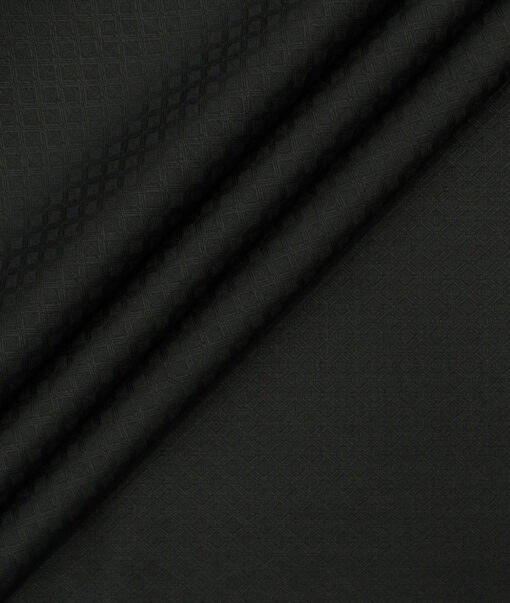 Fashion Flair Men's Terry Rayon Structured 3.75 Meter Unstitched Suiting Fabric (Black)