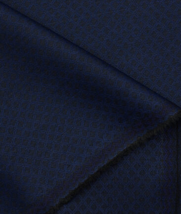 Fashion Flair Men's Terry Rayon Structured 3.75 Meter Unstitched Suiting Fabric (Dark Royal Blue)