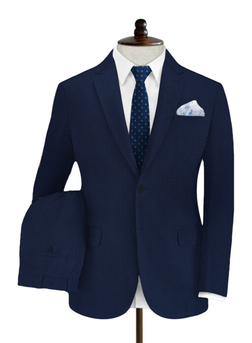 Fashion Flair Men's Terry Rayon Structured 3.75 Meter Unstitched Suiting Fabric (Dark Royal Blue)