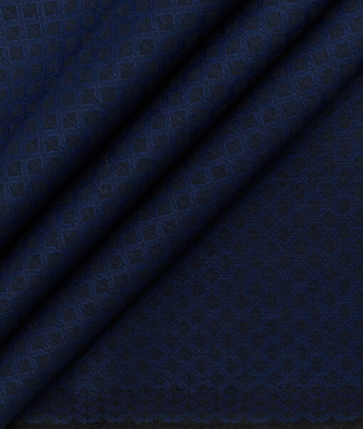 Fashion Flair Men's Terry Rayon Structured 3.75 Meter Unstitched Suiting Fabric (Dark Royal Blue)