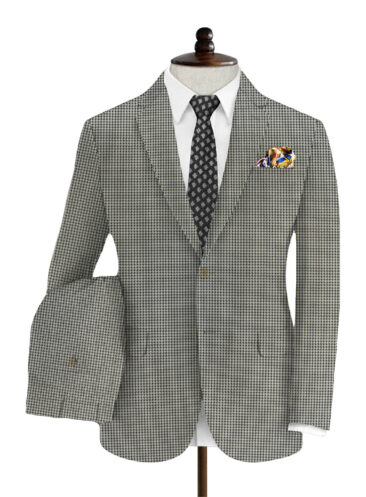 Fashion Flair Men's Terry Rayon Houndstooth 3.75 Meter Unstitched Suiting Fabric (White & Black)
