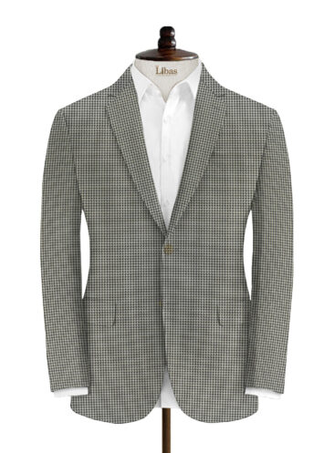Fashion Flair Men's Terry Rayon Houndstooth 3.75 Meter Unstitched Suiting Fabric (White & Black)