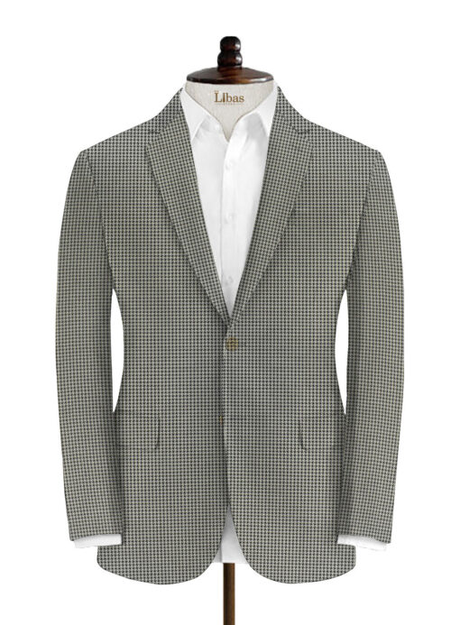 Fashion Flair Men's Terry Rayon Houndstooth 3.75 Meter Unstitched Suiting Fabric (White & Black)