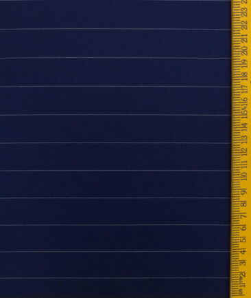 Italian Channel Men's Terry Rayon Striped  Unstitched Suiting Fabric (Royal Blue)