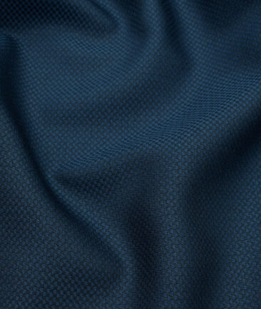 Italian Channel Men's Terry Rayon Structured 3.75 Meter Unstitched Suiting Fabric (Aegean Blue)