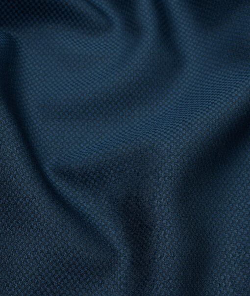 Italian Channel Men's Terry Rayon Structured 3.75 Meter Unstitched Suiting Fabric (Aegean Blue)