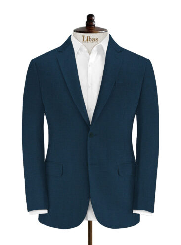 Italian Channel Men's Terry Rayon Structured 3.75 Meter Unstitched Suiting Fabric (Aegean Blue)