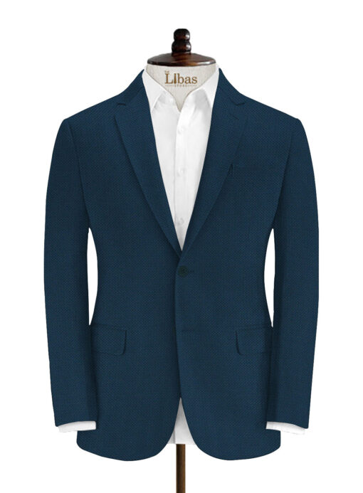 Italian Channel Men's Terry Rayon Structured 3.75 Meter Unstitched Suiting Fabric (Aegean Blue)