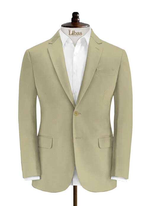 Italian Channel Men's Terry Rayon Structured 3.75 Meter Unstitched Suiting Fabric (Beige)