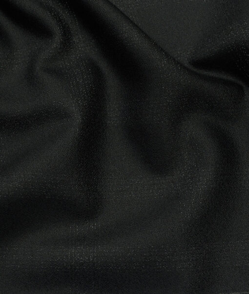 Italian Channel Men's Terry Rayon Checks 3.75 Meter Unstitched Suiting Fabric (Black)