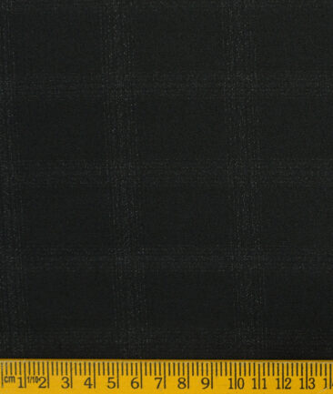 Italian Channel Men's Terry Rayon Checks 3.75 Meter Unstitched Suiting Fabric (Black)