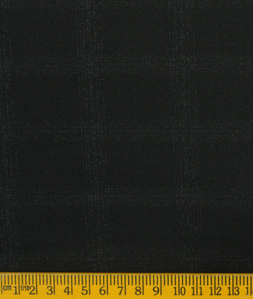 Italian Channel Men's Terry Rayon Checks 3.75 Meter Unstitched Suiting Fabric (Black)