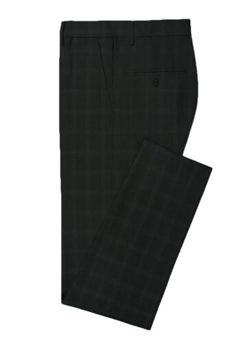 Italian Channel Men's Terry Rayon Checks 3.75 Meter Unstitched Suiting Fabric (Black)
