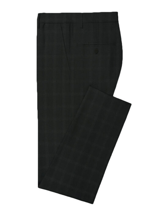Italian Channel Men's Terry Rayon Checks 3.75 Meter Unstitched Suiting Fabric (Black)