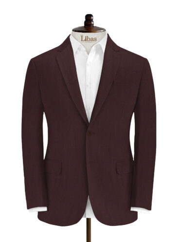 Italian Channel Men's Terry Rayon Structured 3.75 Meter Unstitched Suiting Fabric (Dark Wine)