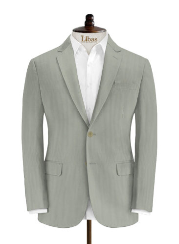 Italian Channel Men's Terry Rayon Structured 3.75 Meter Unstitched Suiting Fabric (Light Grey)