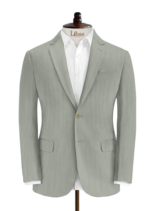 Italian Channel Men's Terry Rayon Structured 3.75 Meter Unstitched Suiting Fabric (Light Grey)