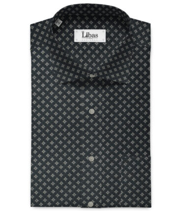 J.Hampstead Men's  Cotton Printed 2.25 Meter Unstitched Shirting Fabric (Blackish Grey)